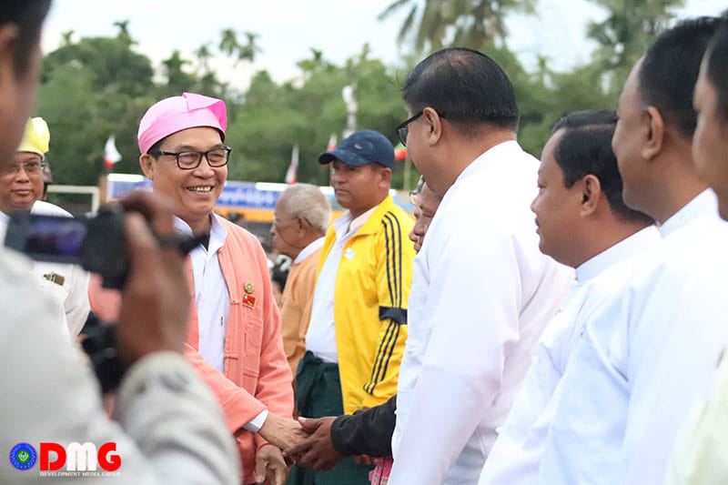 Former Arakan State chief minister U Nyi Pu at Independence Day celebrations in Sittwe in 2020.